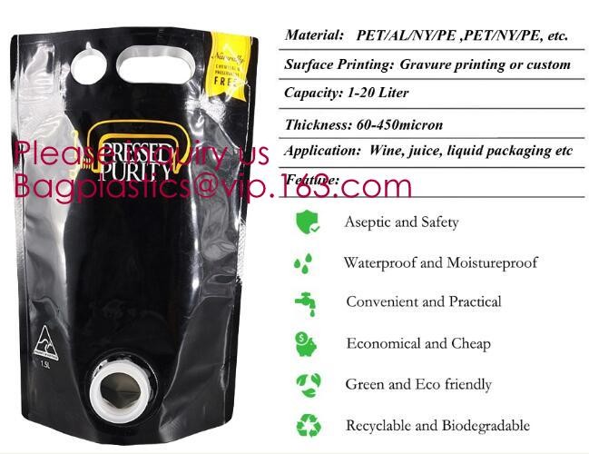 multi-purpose carrying case,wine bag,liquid packing with vitop spout,5L/10L/20L packaging wine bag bib in box wine dispe