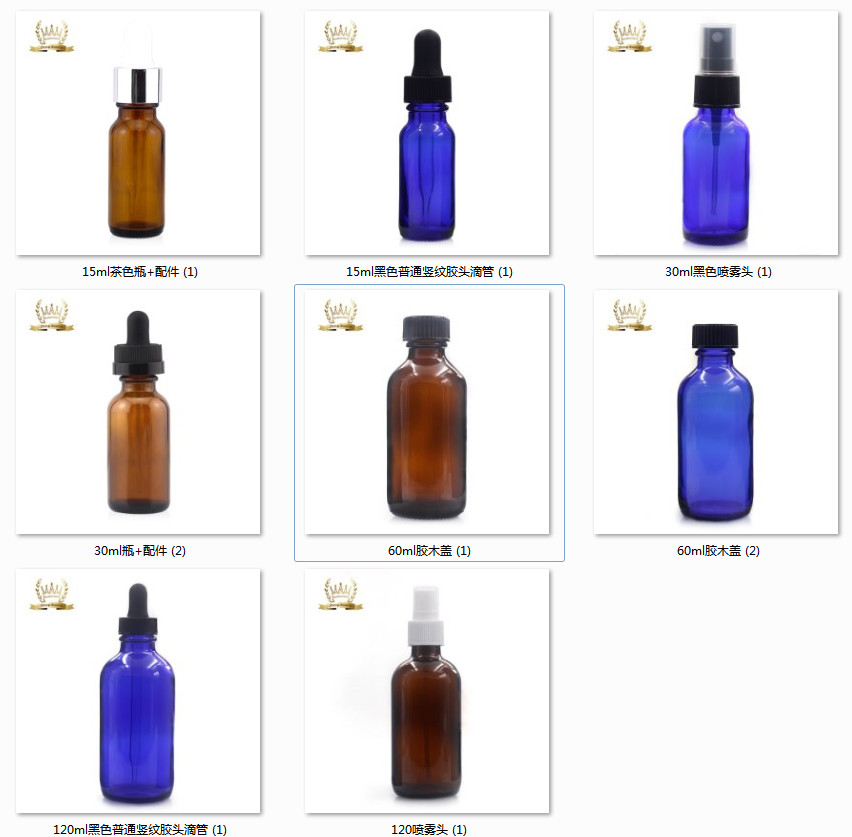 Clear Body 30ml Boston Round Glass Bottles Customizied Surface Handling