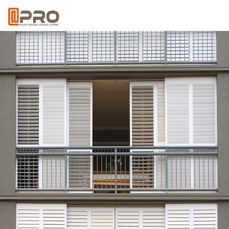 French Aluminium Louver Glass Shutter Windows Folding Shutter Motorized Window