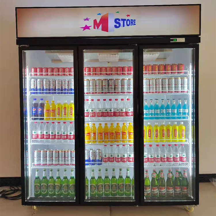 1500L Vertical Commercial Beverage Refrigerator Three Glass Door