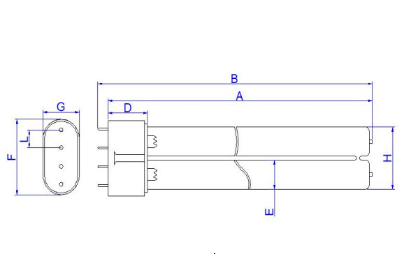 H Shape 40W UV Light Tubes 533mm Length G23 UVC Germicidal Light uv tube