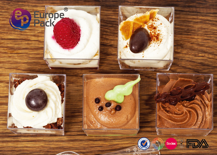 Pantone Color Square Disposable Plastic Dessert Cup For Wedding