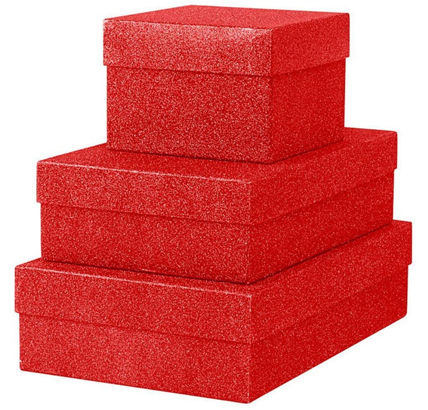 Fancy Nesting Glitter Paper Xmas Gift Boxes For Wrapping Christmas Presents
