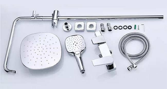 Thermostatic Single Handle Round Shower Set Brass Body Chrome Finished