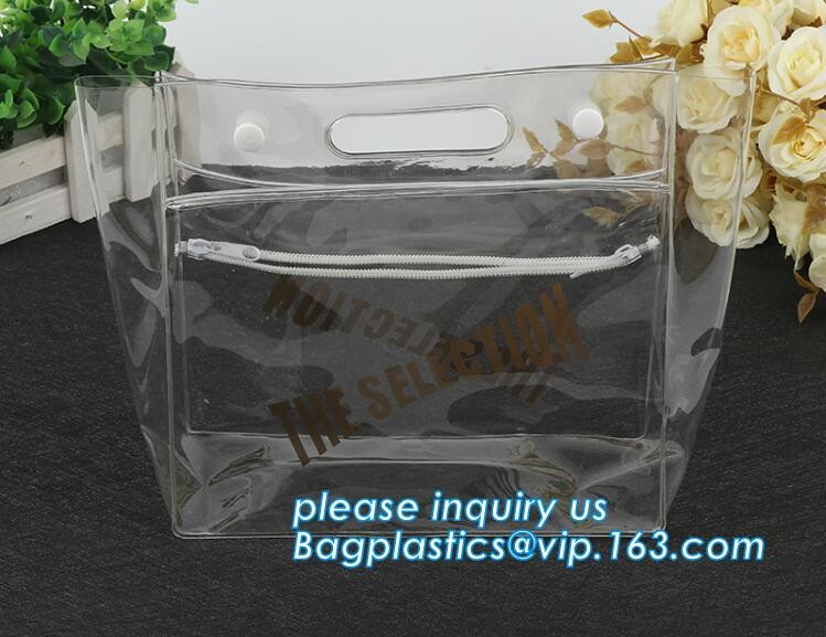 Plastic Bag OEM Custom PVC Loop Handle Image Printed Plastic Shopping Bag,Promotional Clear Waterproof Plastic Cosmetic
