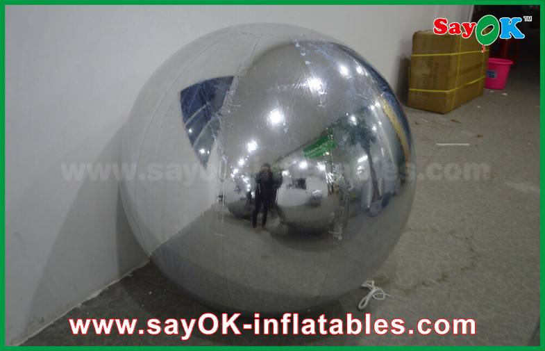 0.6mm PVC Inflatable Mirror Ball Silver Balloon Decoration Air Tight Seal Style