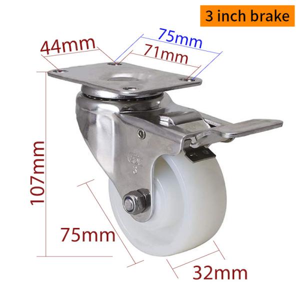 EDL 3 Inch Stainless Steel Medium Duty Caster With Durable Wheel Loading 150Kg S543P-25