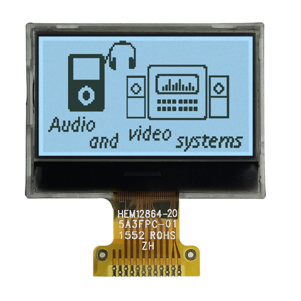 FSTN Positive 128x64 LCD Graphic Display COG 3.3V SPI Interface With White