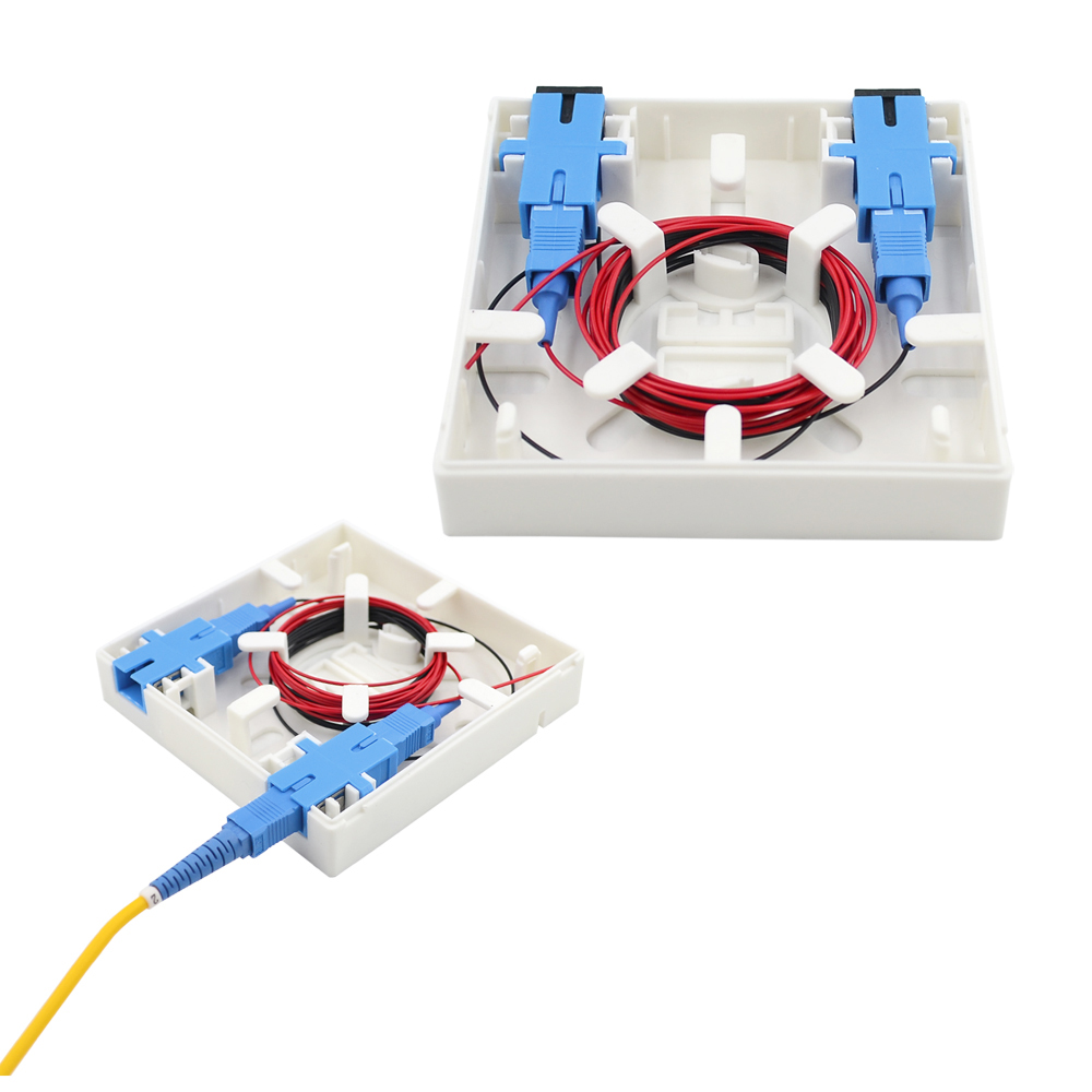 FTTH 2 Port 86 Fiber Optic Terminal Box Faceplate For Wall Socket