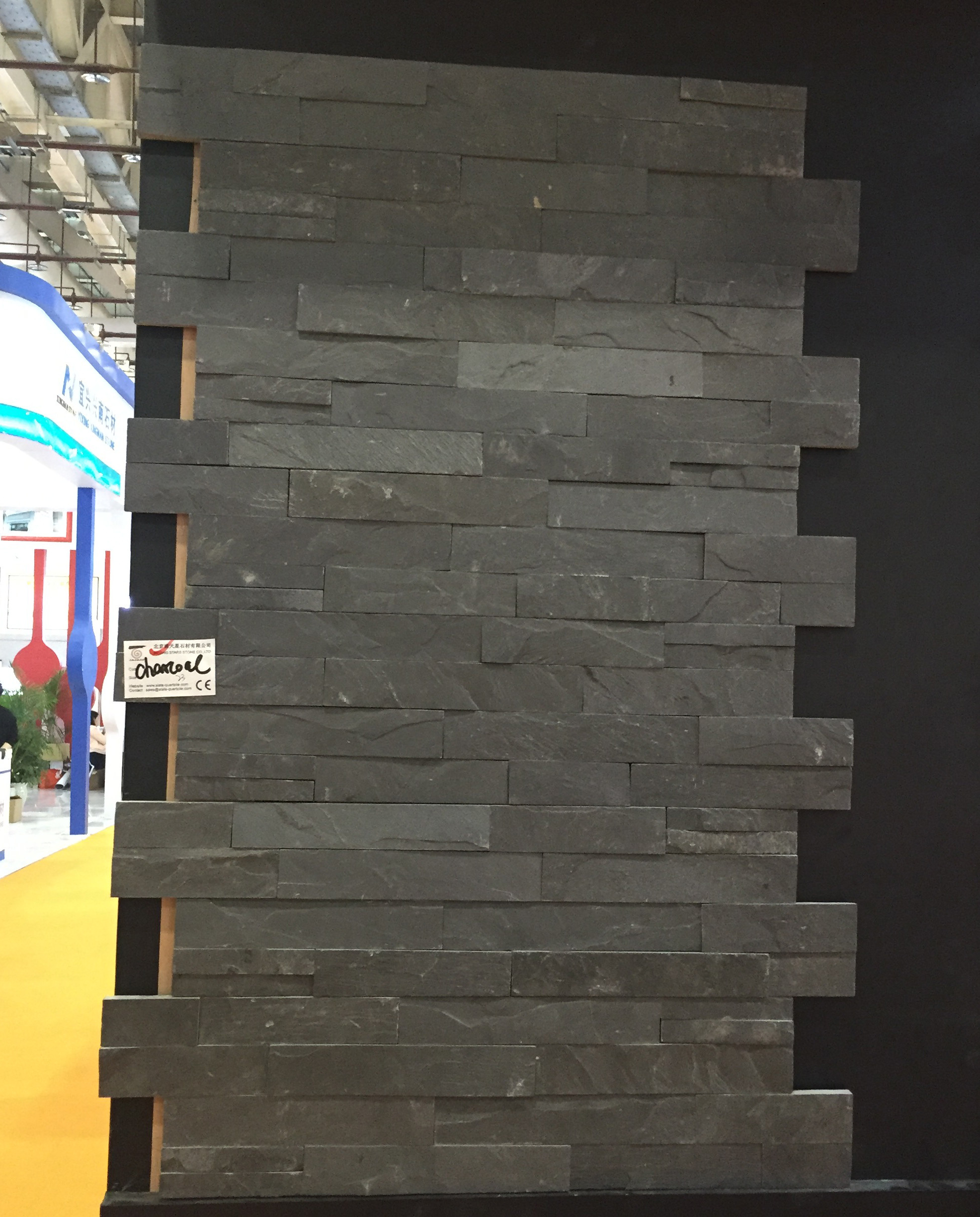 Color Black Slate Culture Stone , Natural Stone Veneer Panels