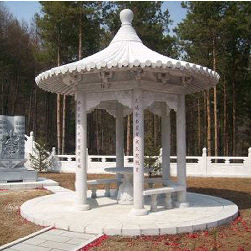 Customize Outdoor Marble Gazebo Hand Making White Grey