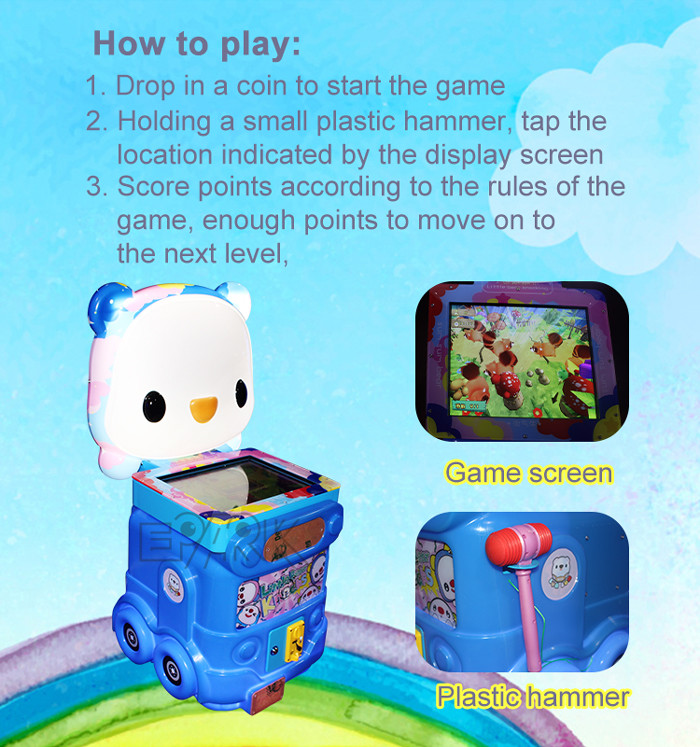 Kids Hit Hammer Video Game Coin Operated Arcade Machine For Booth Business