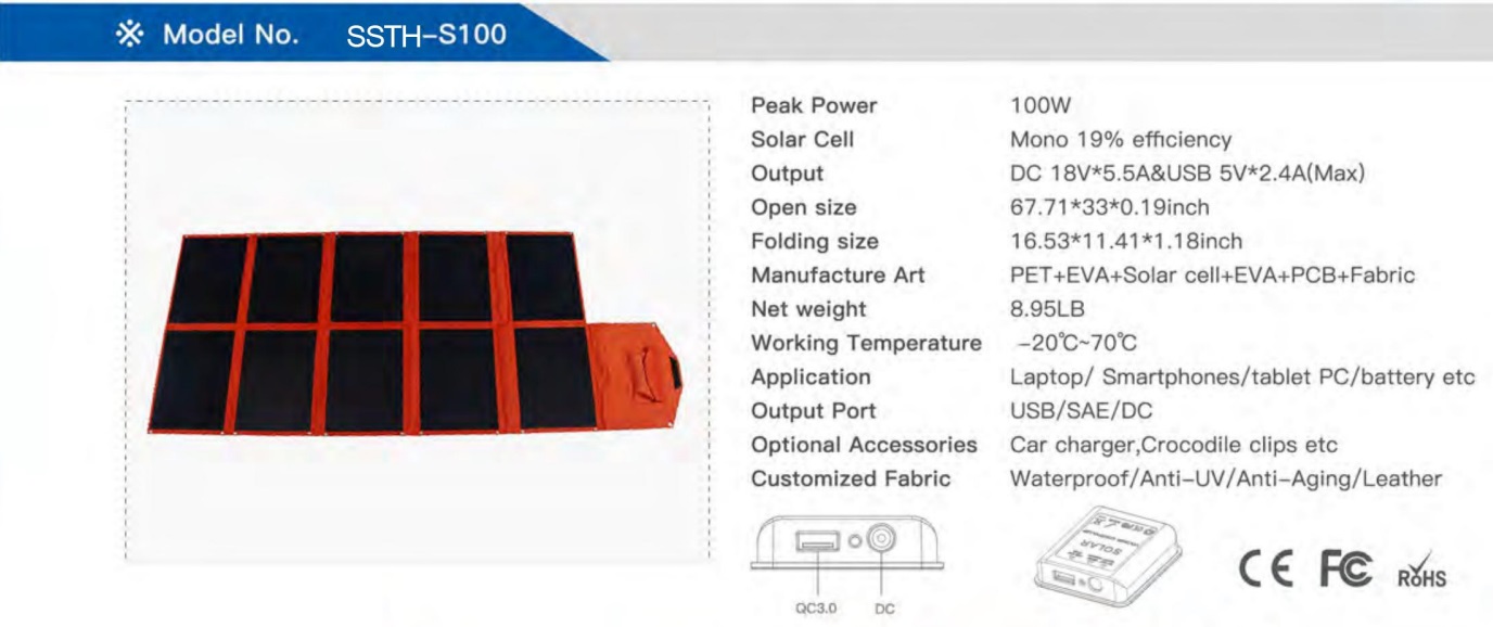 100w 120w 200w 300w Folding Solar Panel Kit Outdoor Carry For IPad Cell Phones