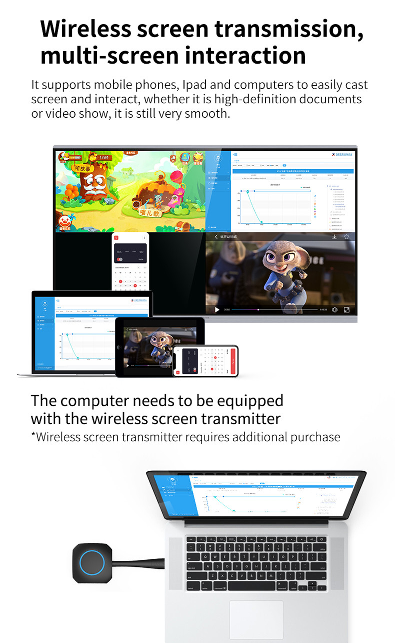 Smooth Handwriting Interactive Electronic Whiteboard Touch All In One Multimedia