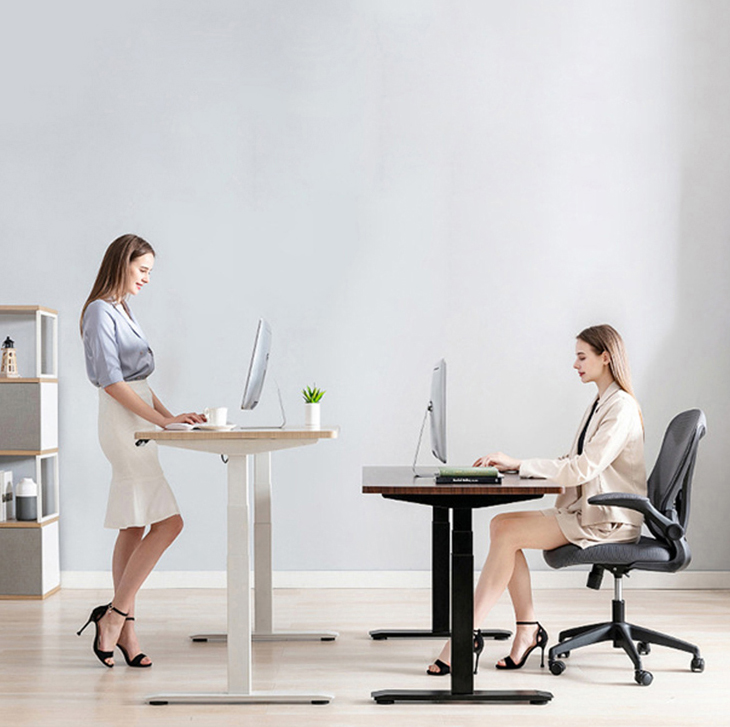CEO Work Meeting Table Brown Luxury Design with Dual Motor Electric Height Adjustment