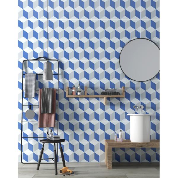 Quality White and Blue Ceramic Rustic Tile 200x200mm for Indoor Floor for sale