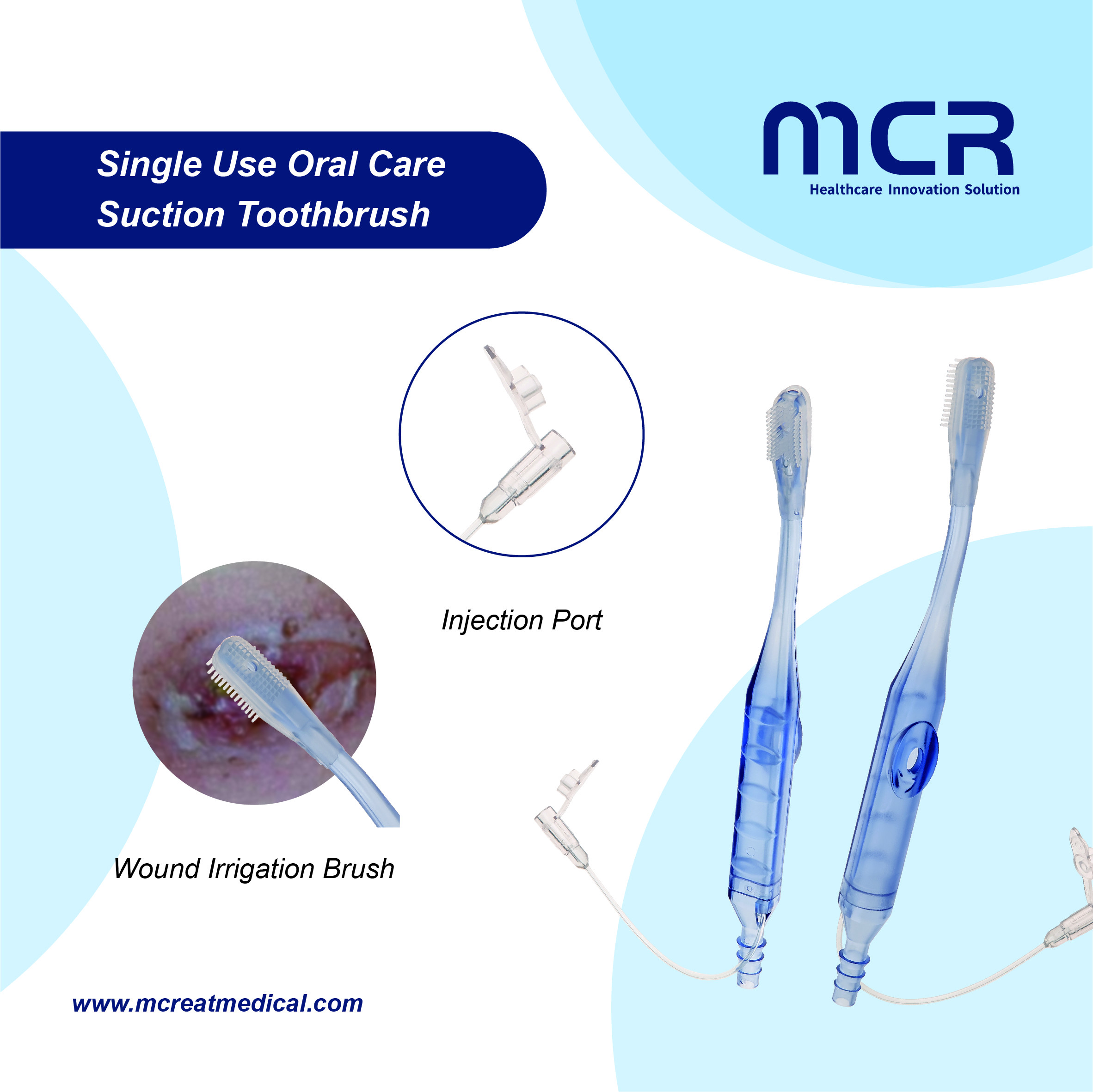 Wound Irrigation Brush Disposable Suction Toothbrush ISO FDA