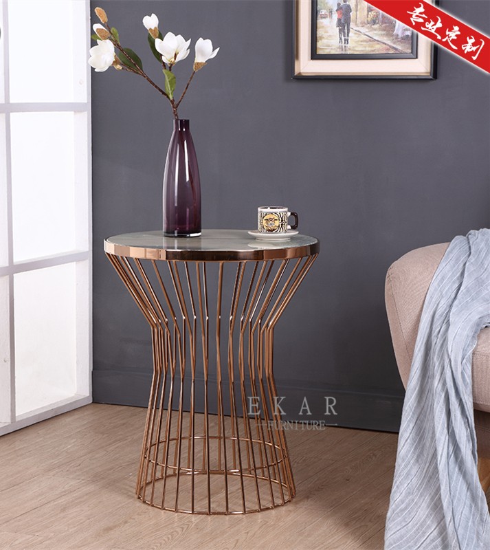 Living Room Furniture Marble Top Side Table Gold