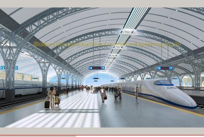 Galvanized steel truss space frame bus/train station