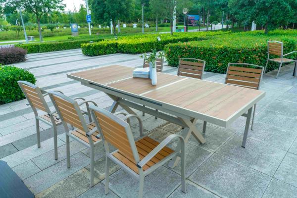 7 Pieces New Design Cheap American Style Cafe Restaurant Plastic Wooden Dining