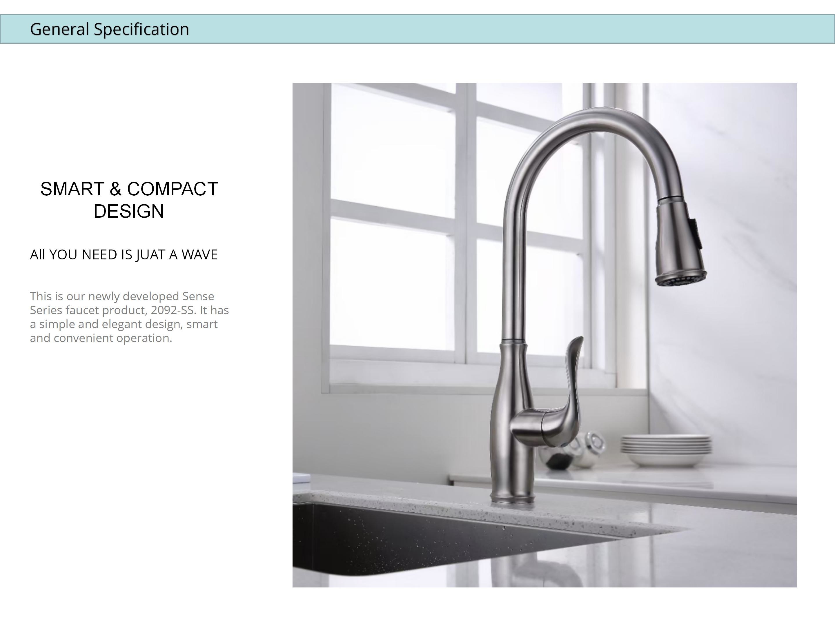 CUPC Hose Deck Mounted Kitchen Faucet Sus304 Solid Stainless Steel Taps