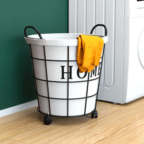 Iron Round Household Laundry Basket North Europe Dirty Clothes Basket Toy Litter