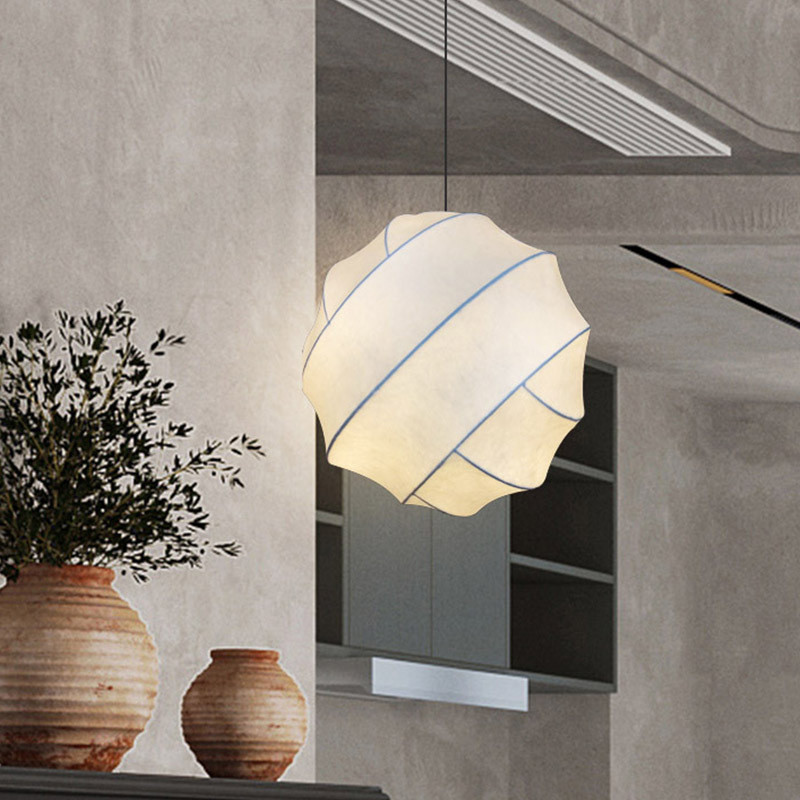 Nordic Style LED Ball Chandelier Simple Hanging Pendant Silk Lamp For Bedroom & Study For Homestay Lighting