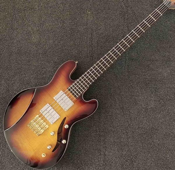 5 Strings Bass Guitar CS Color Electric Guitar,Flamed Top Natural Color Back