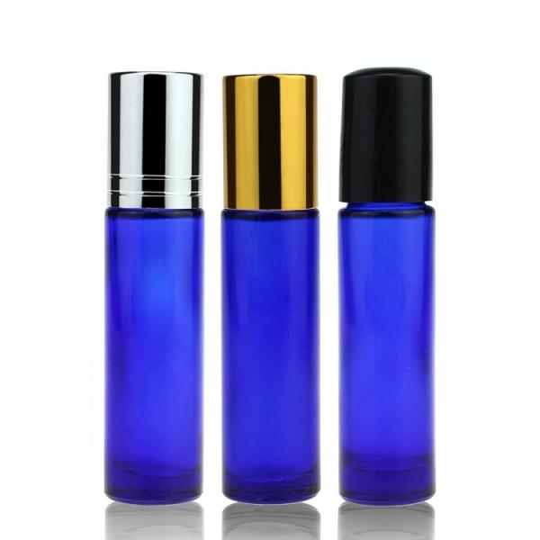 Quality Blue OEM Perfume Oil Roll On Bottles Screw Cap 10ml Roller Ball Bottle for sale