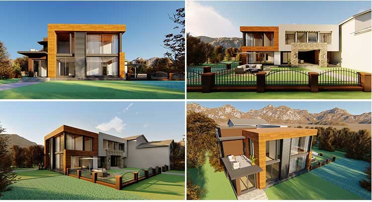 Fiber Cement Board Luxury Prefab Houses Ultra Modern Prefab Homes Prefab Home Kits