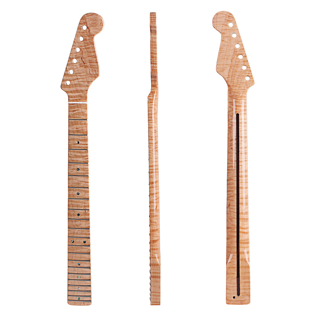 Fender Stratocaster Neck Replacement 21 Frets Maple For ST Electric Guitar Abalone Dots Tiger Flame