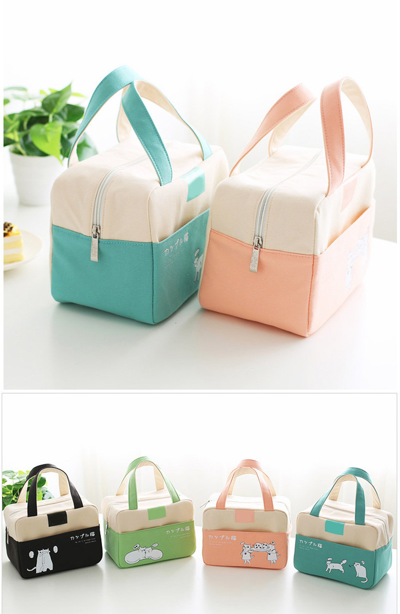 Portable Children Waxed Canvas Insulated Cooler Lunch Box