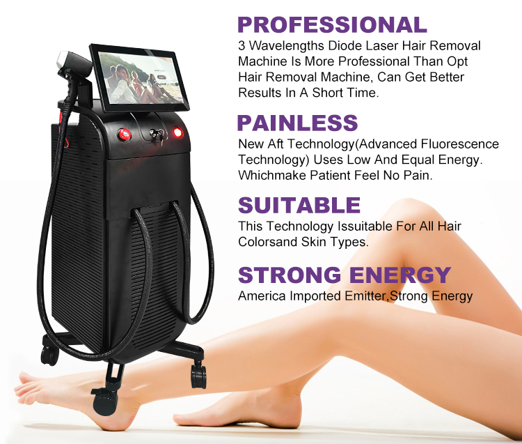 Vertical Professional Painless Lazer 808 nm Titanium Beauty Device Diode Laser Hair Removal Machine