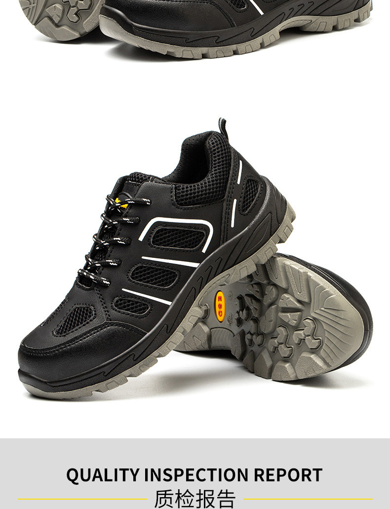 PU Sole Kevlar Mid Sole Anti-stab Steel Toe Work Shoes For Anti-smash Protection