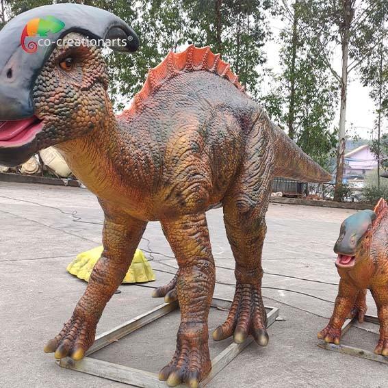 Quality Theme Park Life Size Animatronic Dinosaur Parasaurolophus Realistic Dinosaur Model For Amusement Park for sale