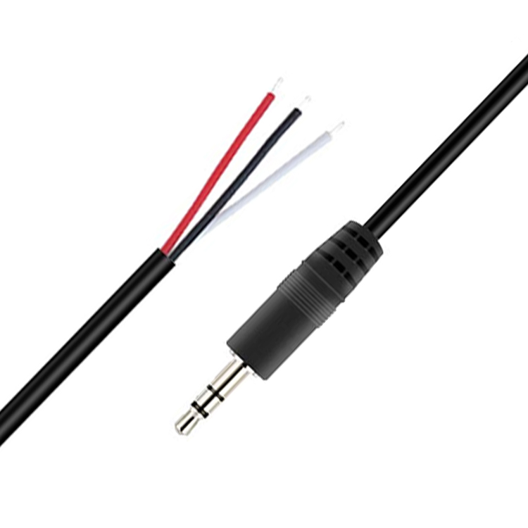Custom 3 Poles 3.5mm Stereo Audio Jack to Stripped Pigtail Tinned Bare Wire End Cable