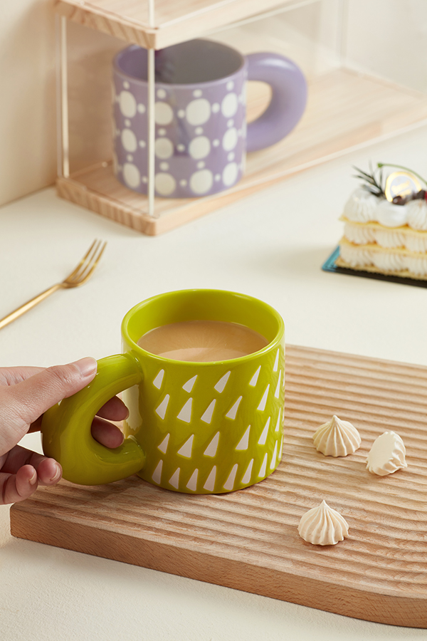 Ready To Ship In Stock Unique Handmade Ceramic Mugs Colorful Striped Pattern Tea Milk Porcelain Mug 3d