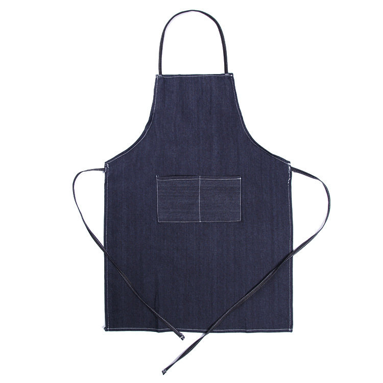 Front Pockets Cotton Apron Washable Vest Smock Tie Closure Traditional Uniform