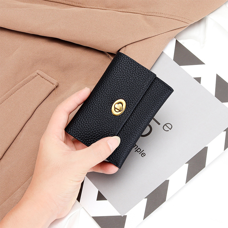 GENUINE LEATHER Small Card Short Layer Cowhide Business Card Multifunctional Niche Coin Purse