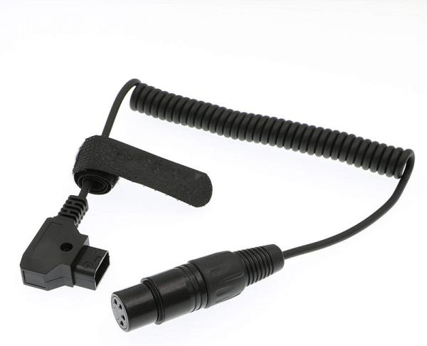 XLR 4 Pin Female To D Tap Coiled Power Cable For Practilite 602 DSLR Camcorder