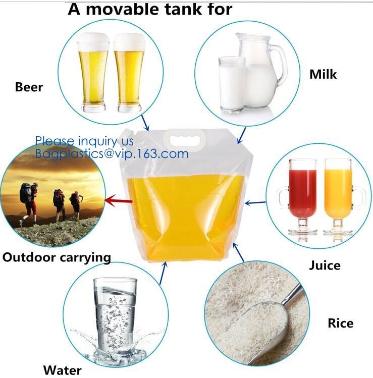 Biodegradable Liquid Packaging Leakage Proof Pouch Custom Custom 1 Gallon Water Bag Foldable Sports Drinking Water Bag