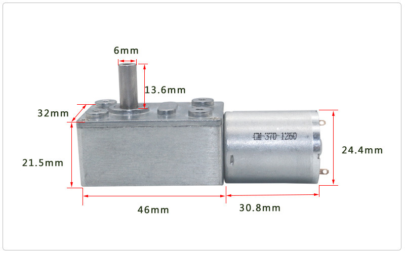 Metal High Torque DC Worm Gear Motors 12 Volt 150 RPM ROSH Approved