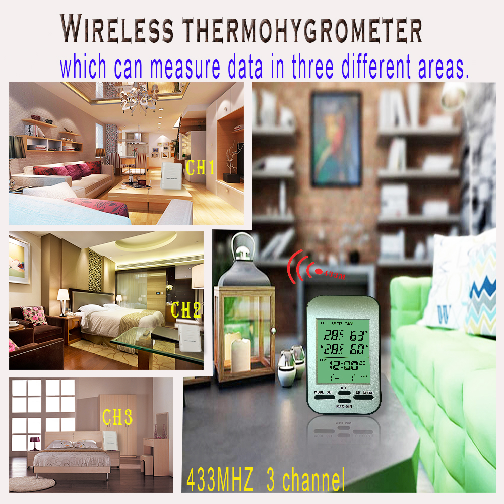 Accurate 3-In-1 Indoor Outdoor Hygro Thermometer Sensor Weather Station
