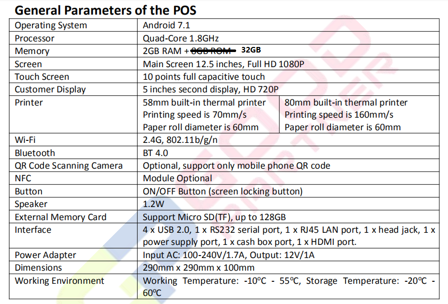 Restaurant POS System with Software and 12.5 Inches IPS 1080P Capacitive Touch Screen