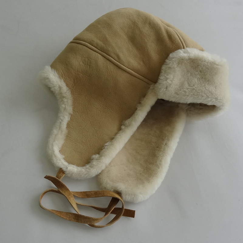 The queen of quality warm sheepskin trapper korean winter hat