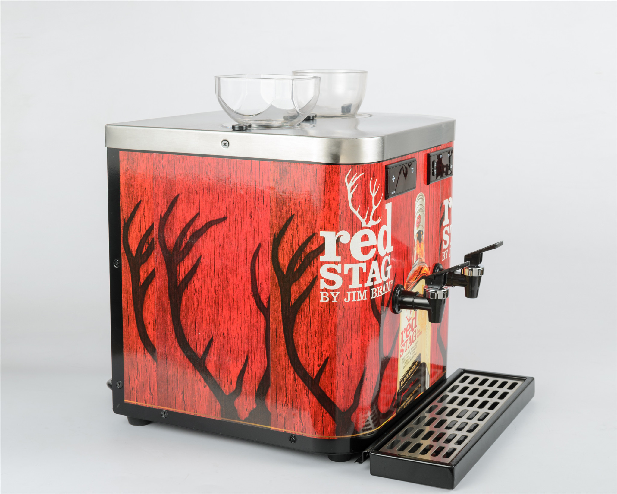 Powder Coated Double tank Shot Chiller Machine serve for two different liquors With Decorative Colorful Stickers!
