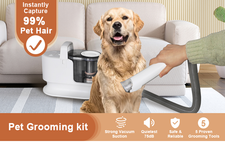 Electric Pet Grooming Kit Vacuum Cleaner with 2.5m Power Cord Outside