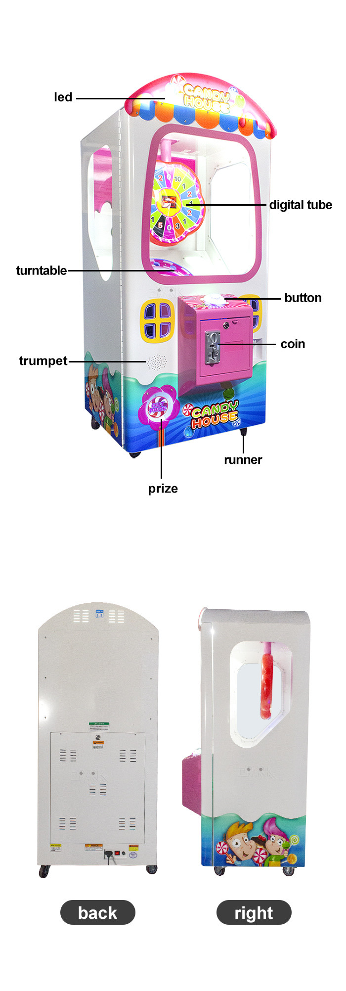Coin Operated Arcade Candy Lollipop Game Machine For Shopping Mall