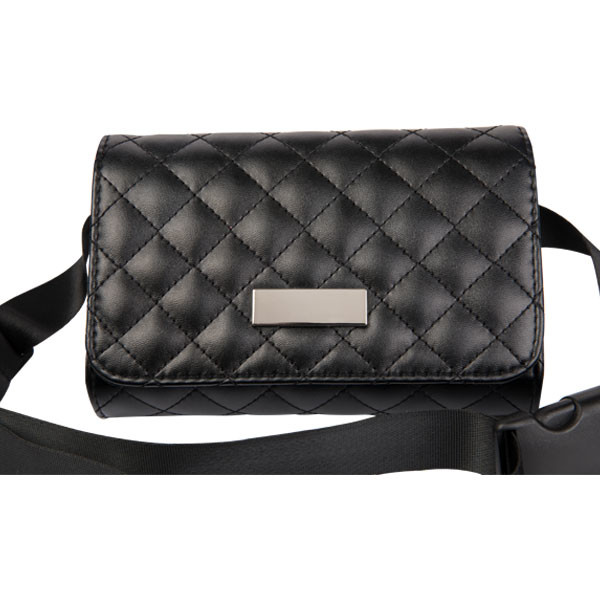 Black Fashion Waterproof Waist Bag Portable For Jewelry Leather Material