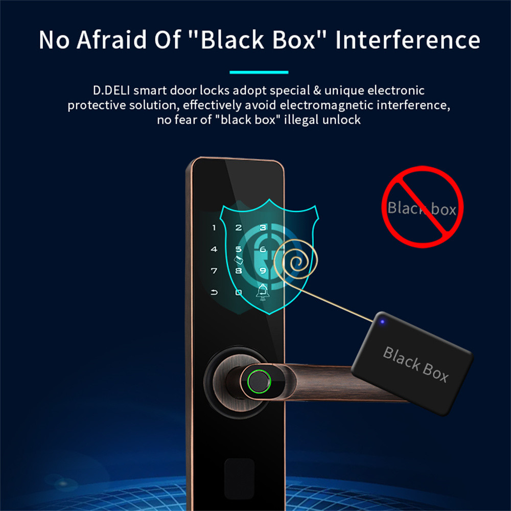 Glomarket Smart Door Lock Fingerprint Intelligent Zinc Alloy Lock with Smart Lock WiFi Tuya APP for Home